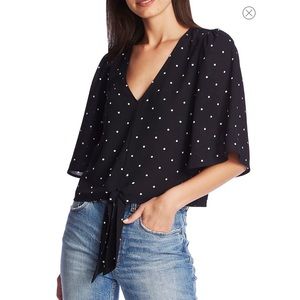 1. State Bell Sleeve Front Tie Blouse
